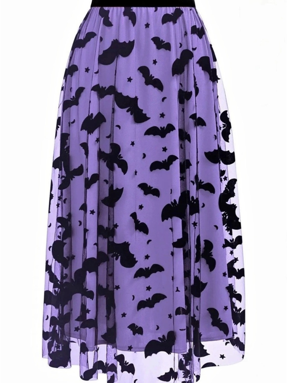 New With Tags Chicwish Velvet Bats Mesh Tulle Midi Skirt Purple & Black